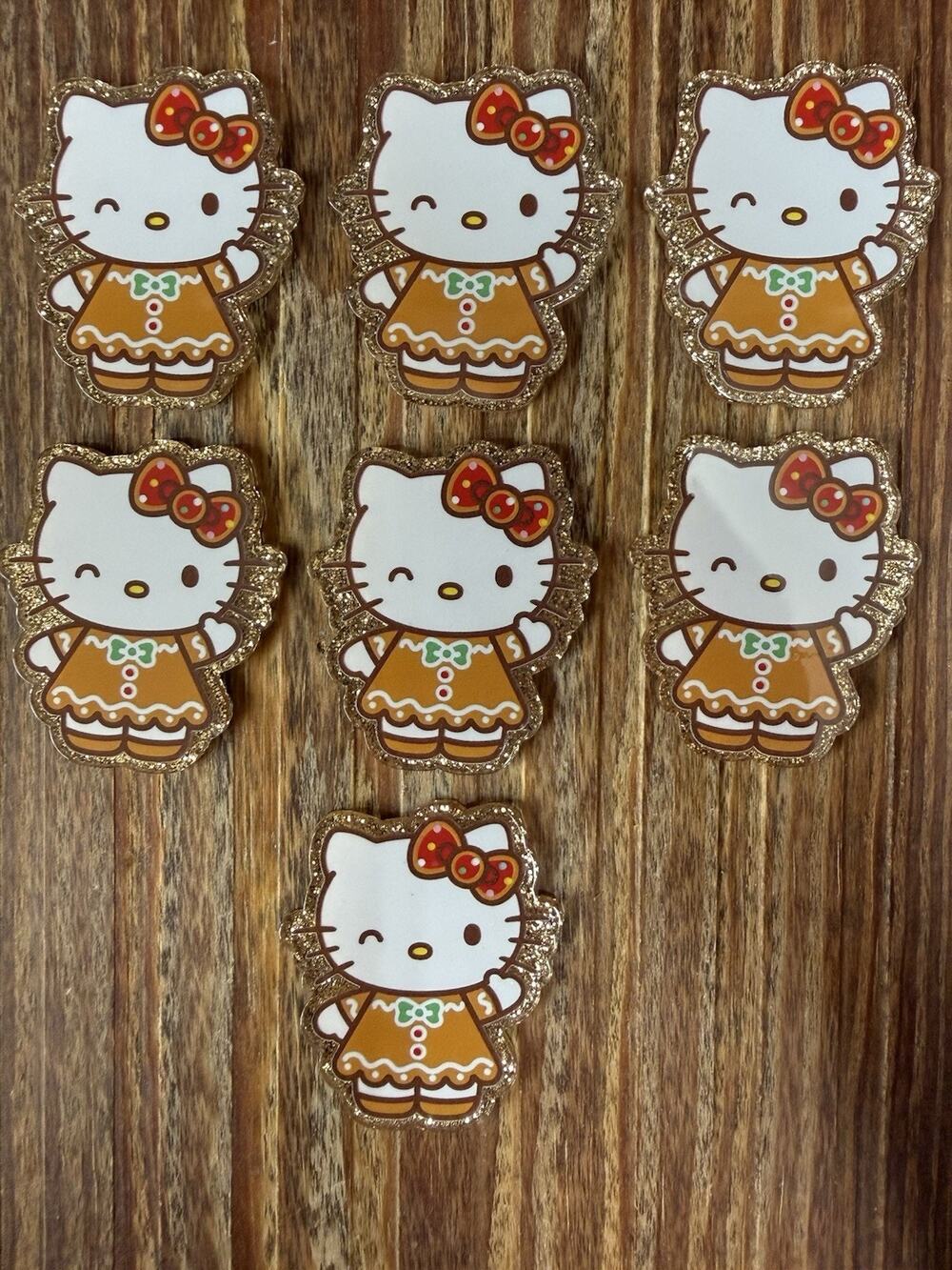 7 Pc Hello Kitty - Gingerbread Acrylic Flatbacks